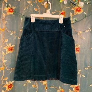 Corduroy, Teal Green Anthropologie Mini Skirt-Never Worn